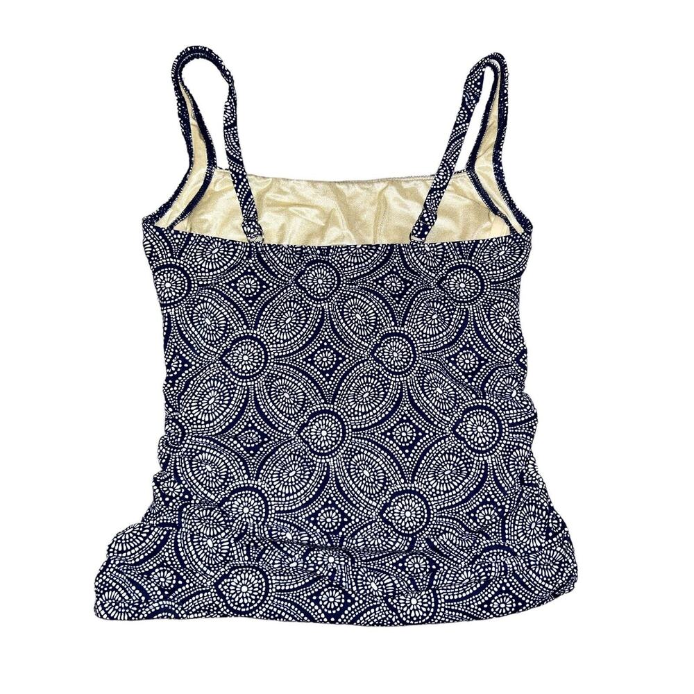 Talbots Tankini Women's 8 Blue White Swim Tank Top Underwire Ruched Sides - Picture 6 of 8